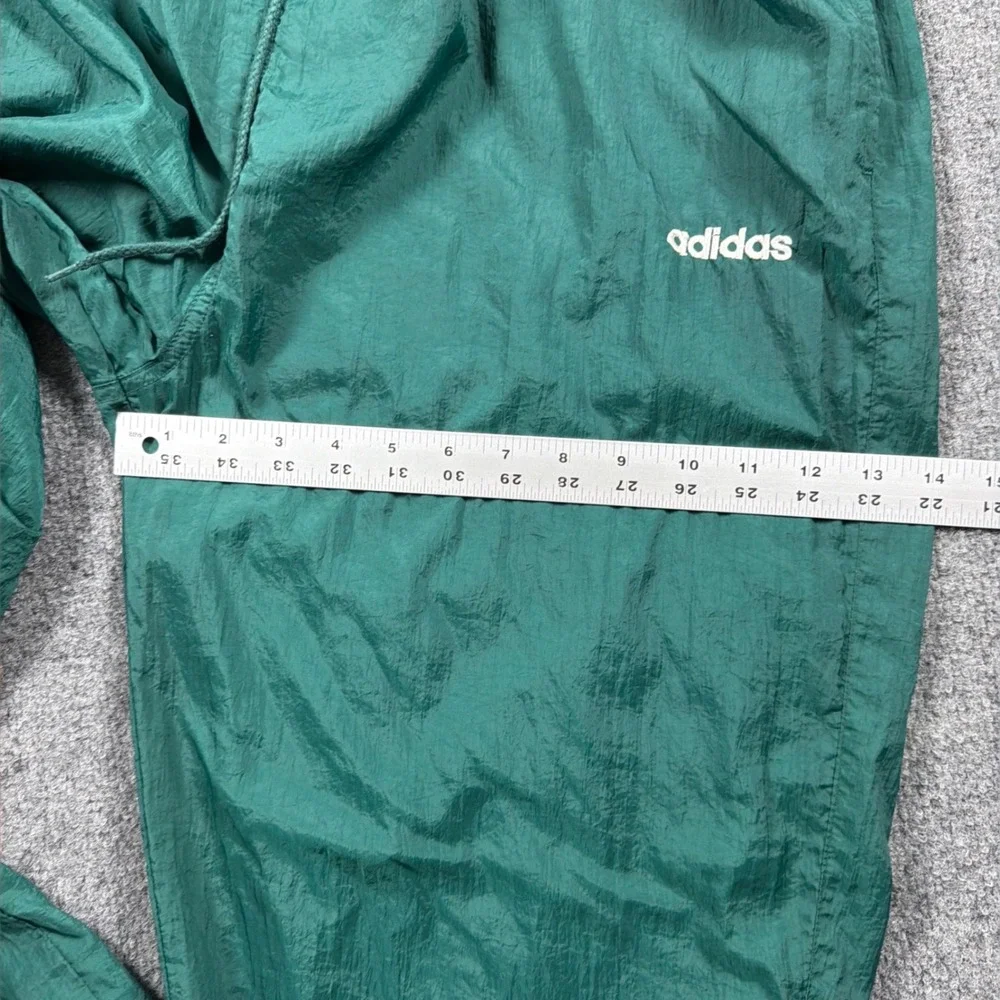 Vintage Adidas Nylon Track Pants Lined Mens XL Green Windbreaker Joggers Zipper